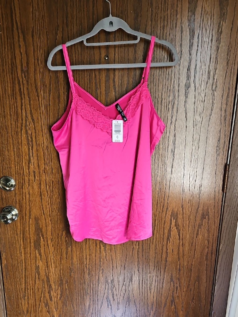 Women's Lace Trim Pink Cami Tank Top